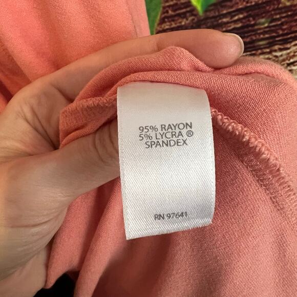 J Jill Wearever Open Front Long Cardigan Large Sweater Rayon Blend Apricot Peach - Picture 5 of 6